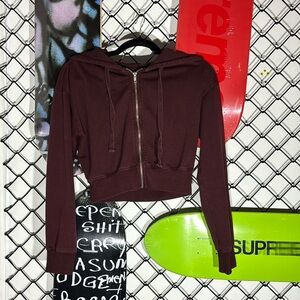 Sporty Zip Up Crop Hoodie